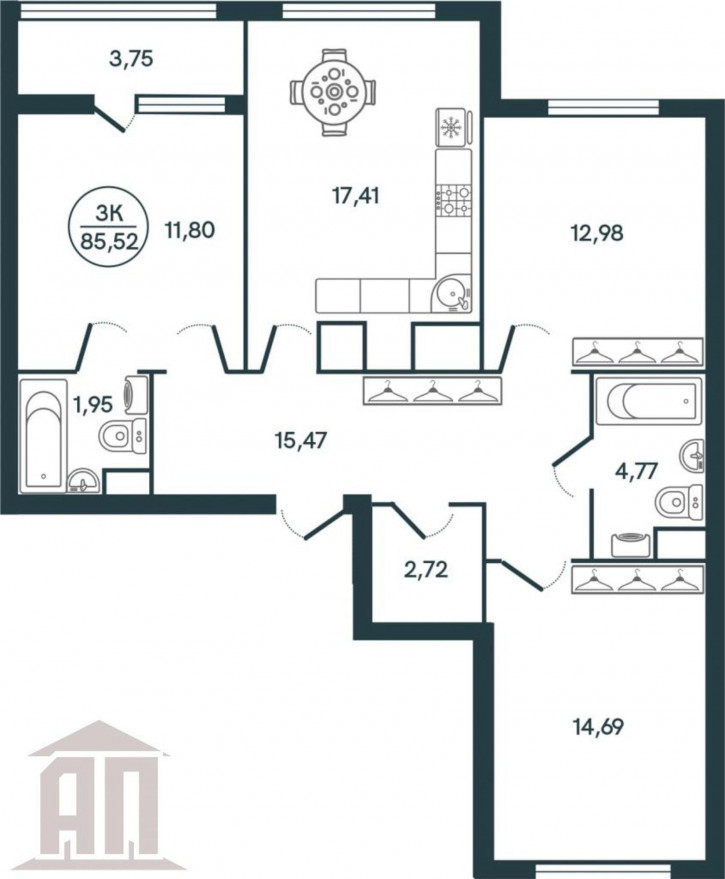 3-комн квартира Левитана ул, 72