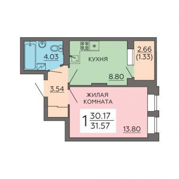 1-комн квартира в новом доме улица Независимости, 78