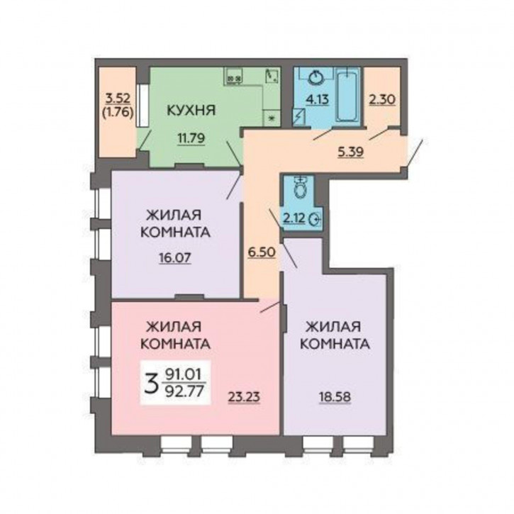 3-комн квартира в новом доме улица Гаршина, д. 25