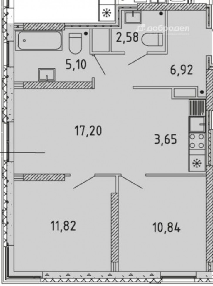 3-комн квартира в новом доме тракт Сибирский, 24