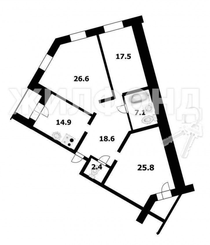 3-комн квартира 1-е Мочищенское шоссе, д.150