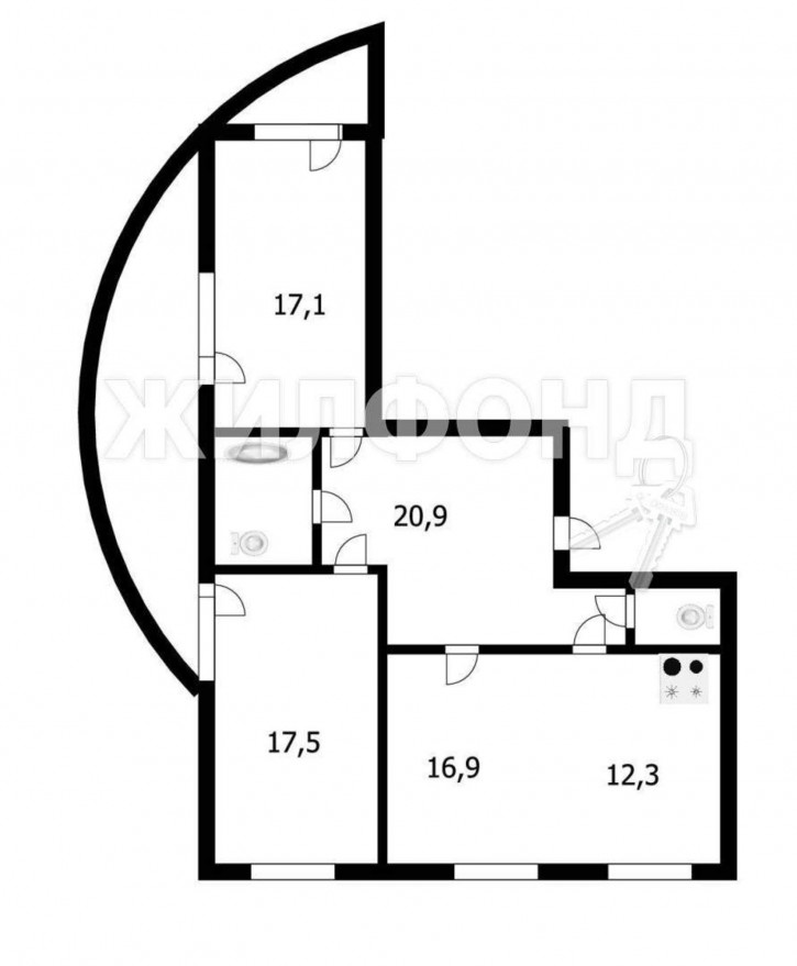 3-комн квартира Шевченко улица, д.11