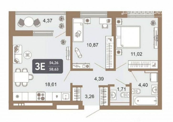 3-комн квартира в новом доме ул. Академика Ландау, 32