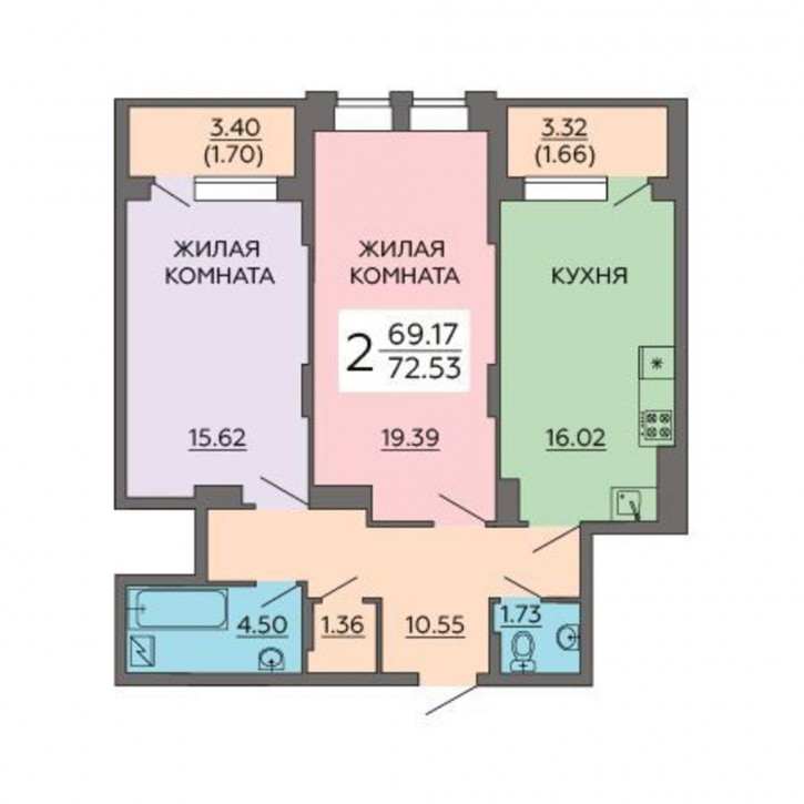 2-комн квартира в новом доме улица Независимости, 78
