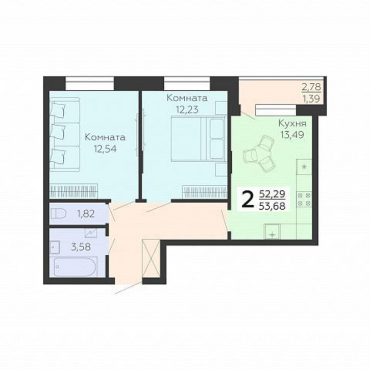 2-комн квартира в новом доме улица Независимости, 78