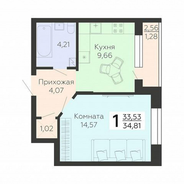 1-комн квартира в новом доме улица Независимости, 78
