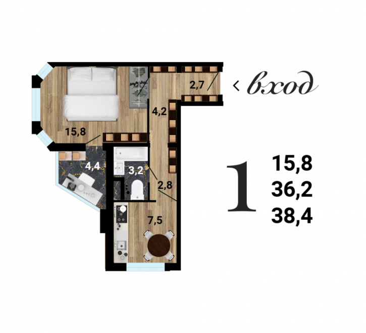 1-комн квартира в новом доме улица Ростовская, 18 А