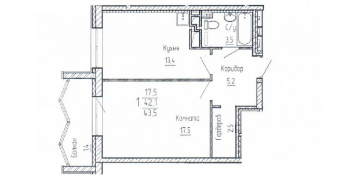 1-комн квартира в новом доме Чернышевского ул., 20