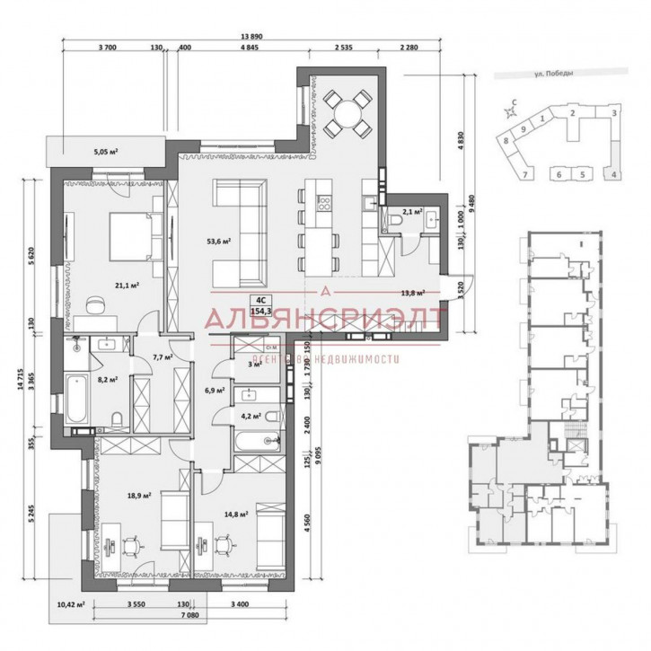 4-комн квартира ул. Победы,55/1