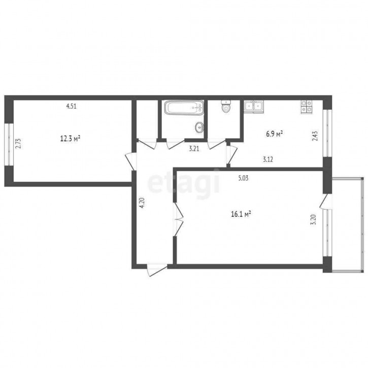 2-комн квартира 8 Марта, 2