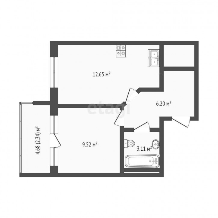 1-комн квартира Александра Пушкина, 8