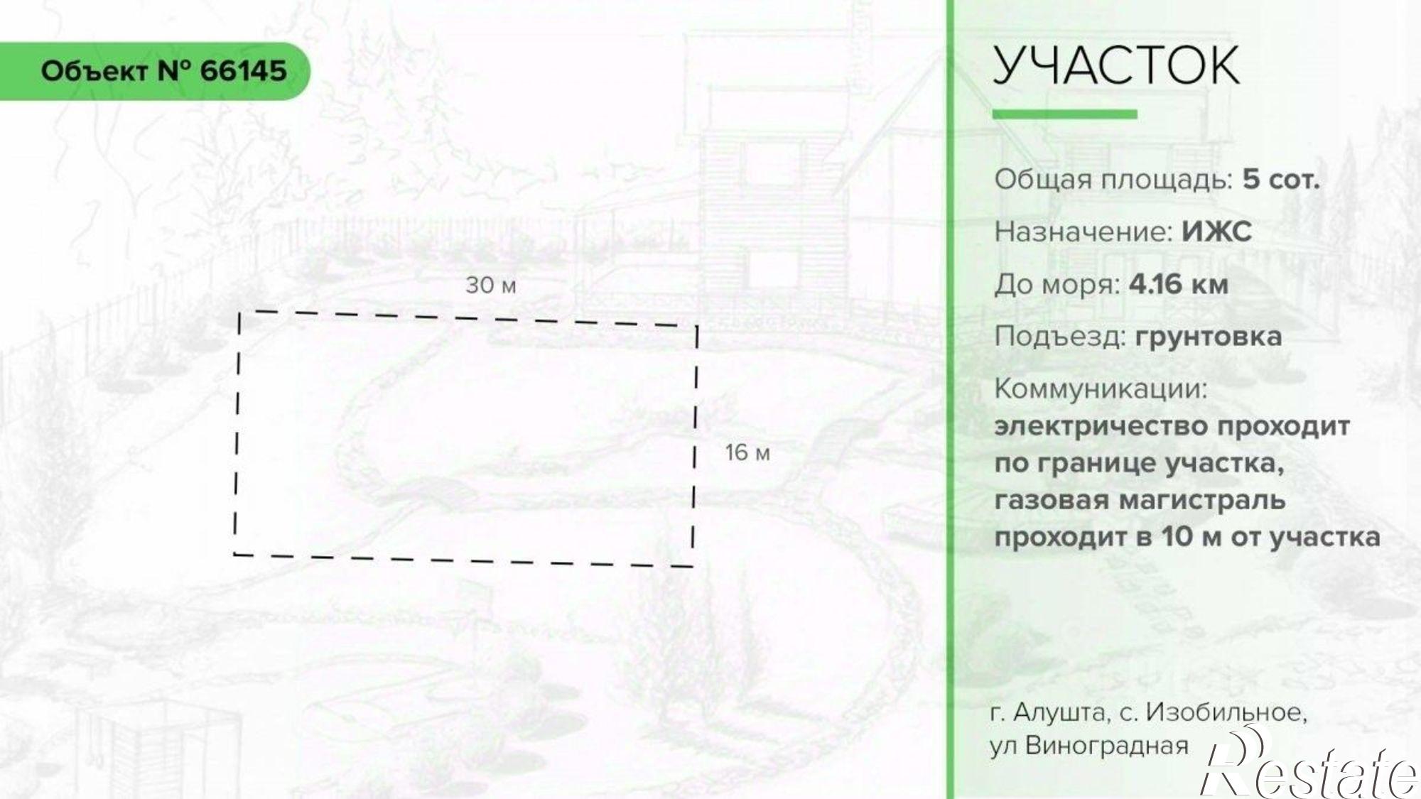 Купить землю, земельный участок за 4 000 000 рублей на ул Виноградная, 47