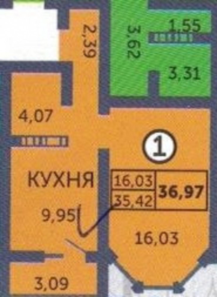 1-комн квартира в новом доме улица Фронтовиков, 8/3