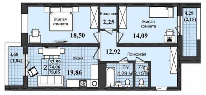 3-комн квартира в новом доме улица Ильи Глазунова, 4