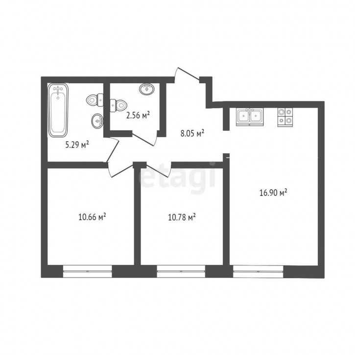 2-комн квартира в новом доме Харьковская, 72а