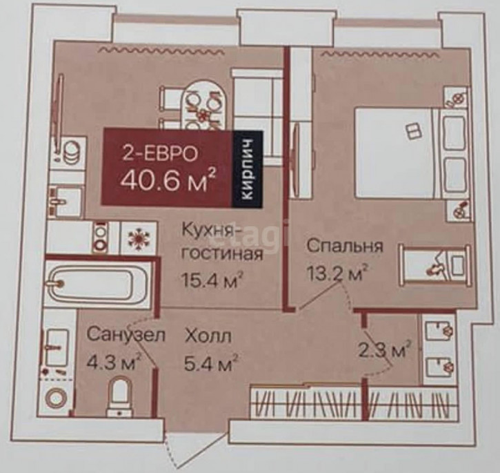 1-комн квартира в новом доме Республики, 204/12