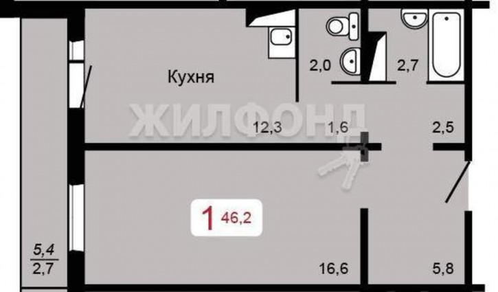 1-комн квартира Сады улица, д.1в