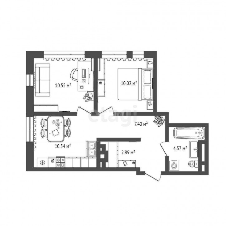 2-комн квартира Тимофея Чаркова, 91