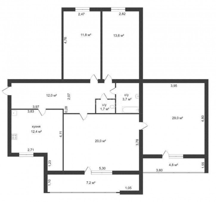 4-комн квартира Самарцева, 29