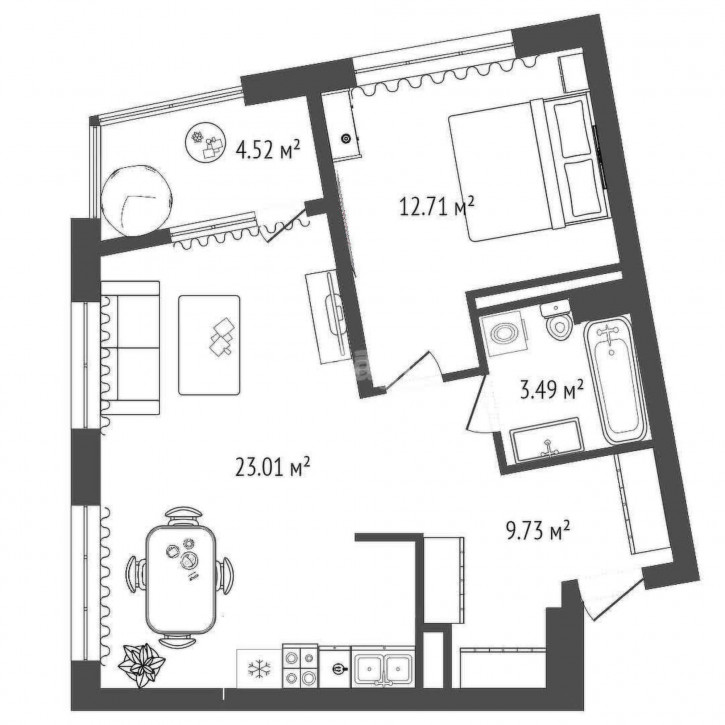 1-комн квартира Александра Федоровича, 12