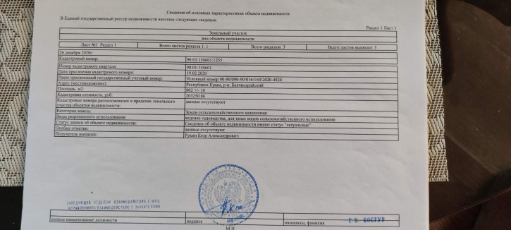 Земельный участок поселок городского типа Научный