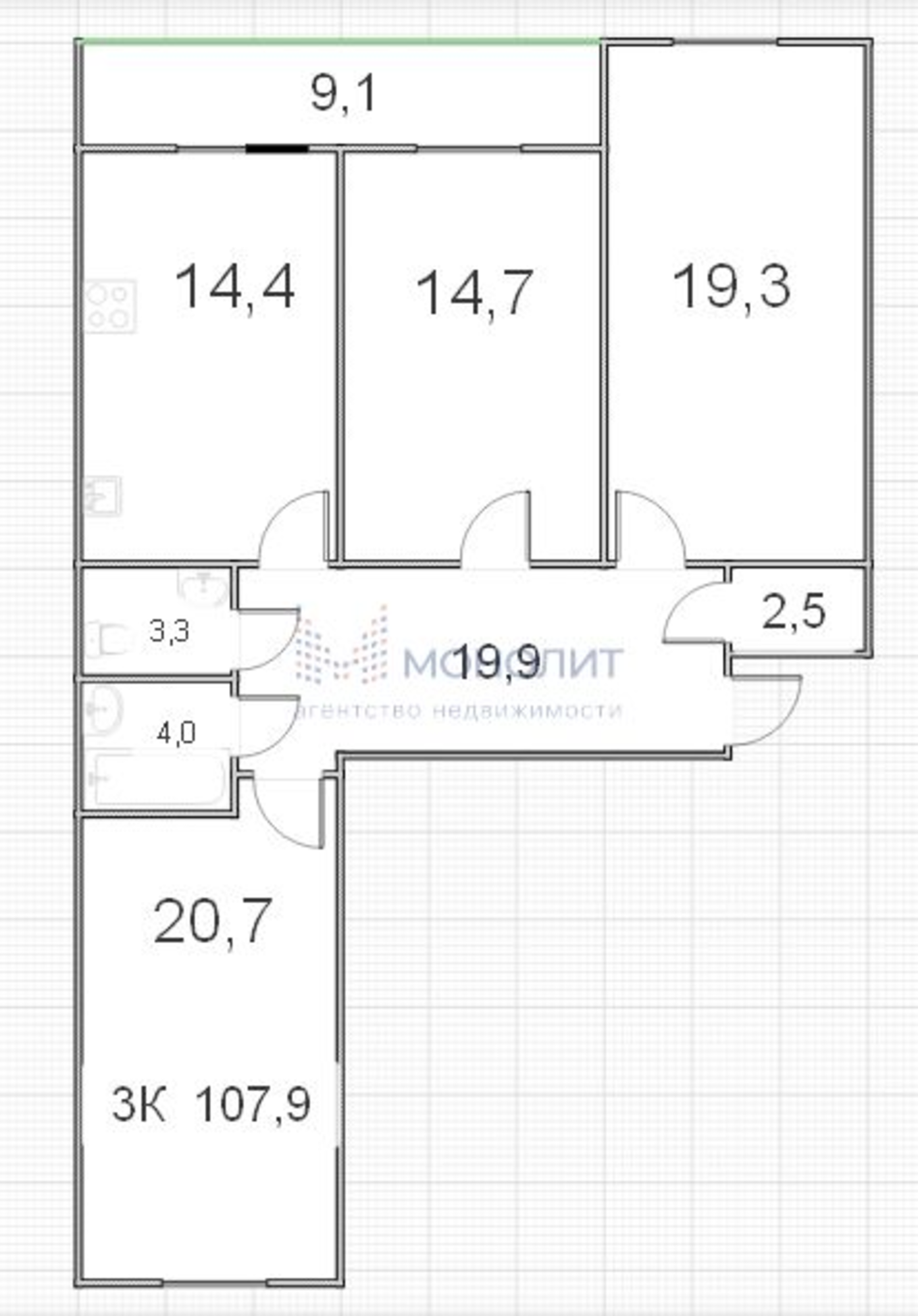 Купить квартиру за 14 170 300 рублей на Подновье сл, Лысогорская ул,  89 корп3