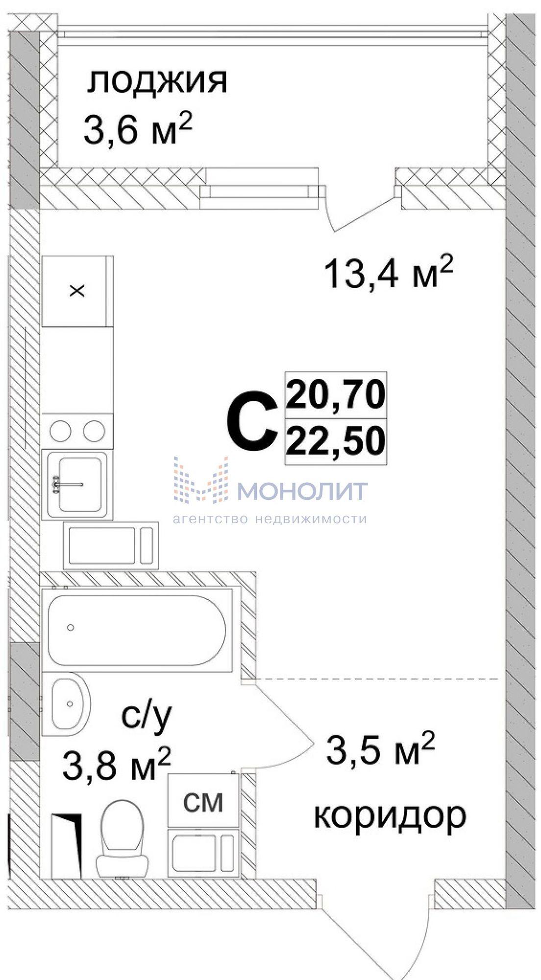 Купить квартиру за 5 423 130 рублей на Коломенская ул, 8А