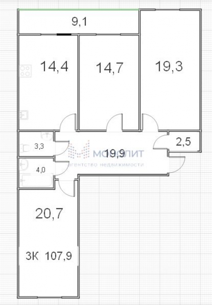 3-комн квартира Подновье сл, Лысогорская ул,  89 корп3