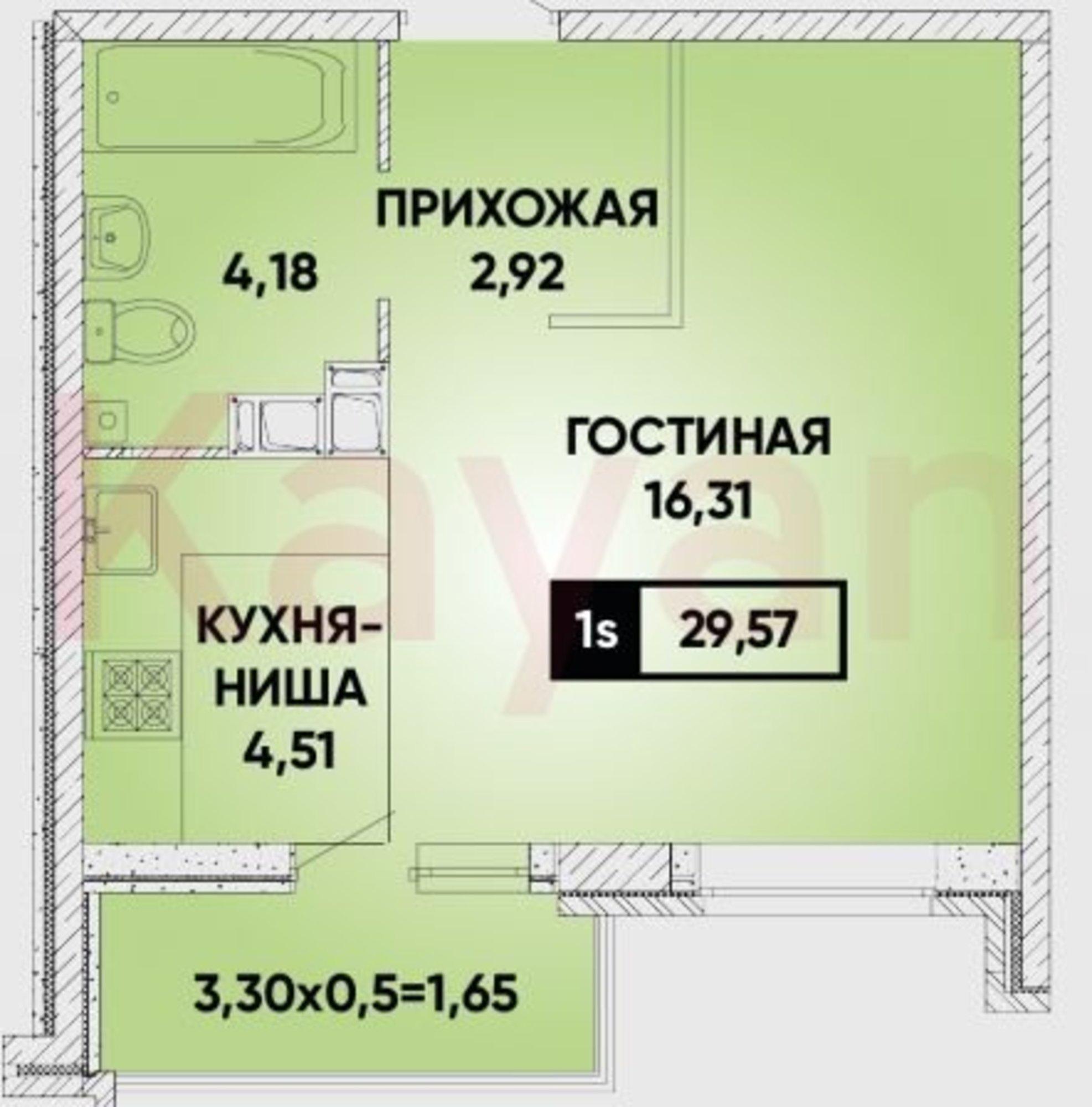 Купить студию за 4 110 230 рублей на им. Героя Яцкова И.В. ул.