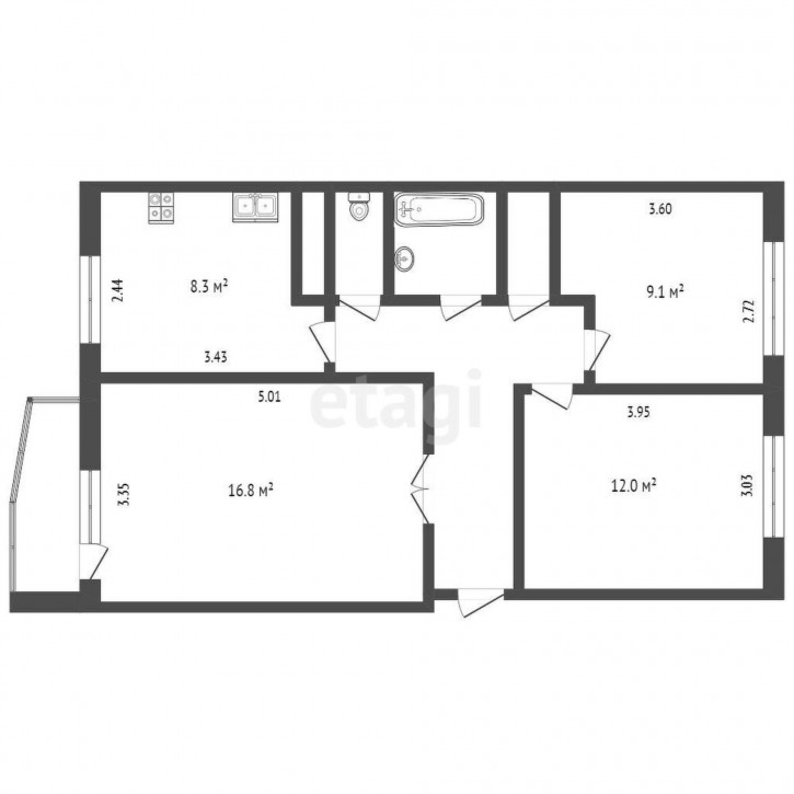 3-комн квартира Ткацкий проезд, 12