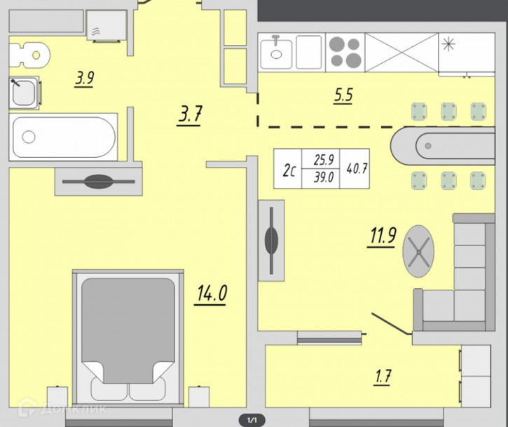 2-комн квартира улица Юркина, 8