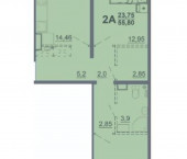 2-комн, 55кв м, этаж 15/15 Левитана ул, 93а
