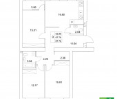 3-комн, 87.76 кв м, этаж 7/10 Умырзая улица