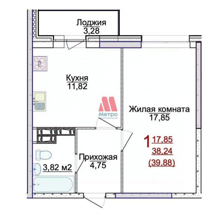 1-комн квартира в новом доме Сокол поселок, д.31а