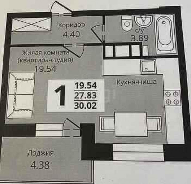 1-комн квартира в новом доме улица Мира