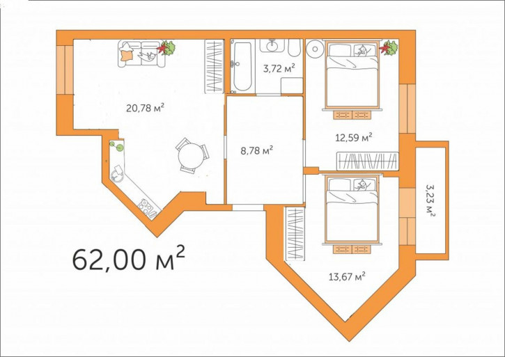 3-комн квартира Петровская ул, 5
