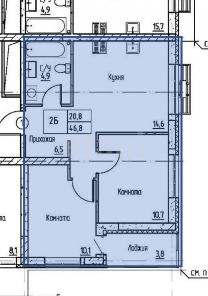 2-комн квартира в новом доме Новгородская, 9б