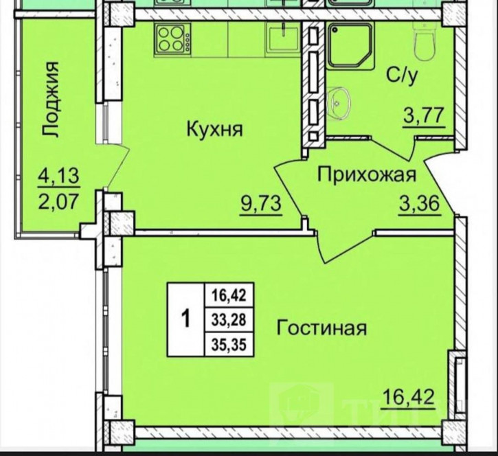 1-комн квартира Центр