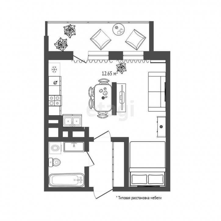 1-комн квартира Александра Пушкина, 8В