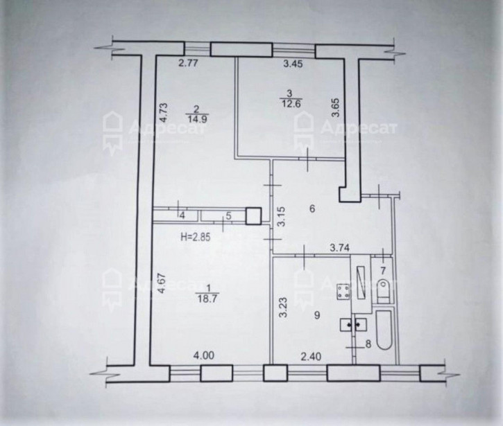 3-комн квартира ул. 95-й Гвардейской,  д.7