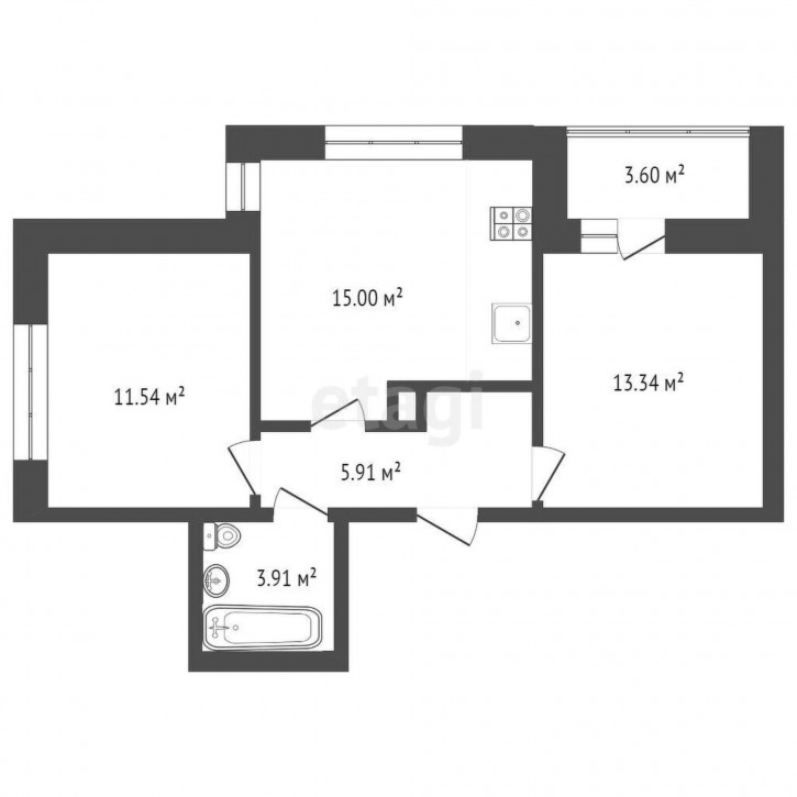 2-комн квартира Тальниковая, 7