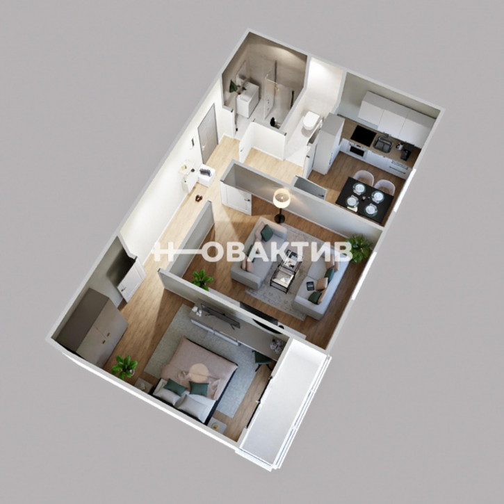 2-комн квартира Сибиряков-Гвардейцев, 44/6