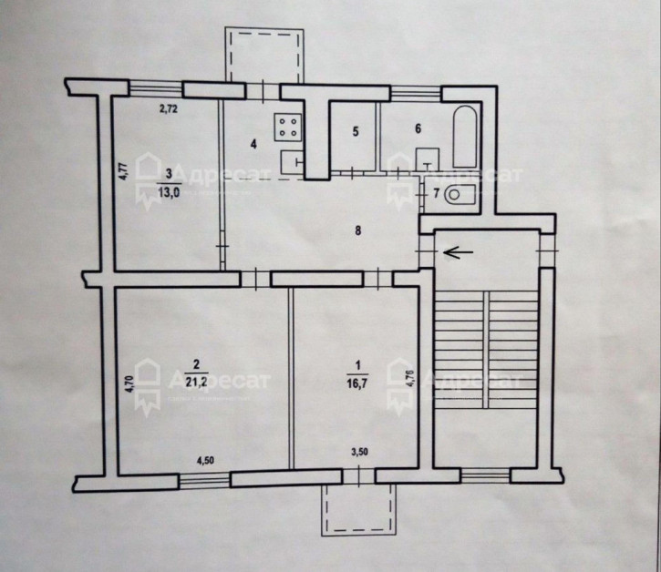 3-комн квартира ул. Петропавловская,  д.87