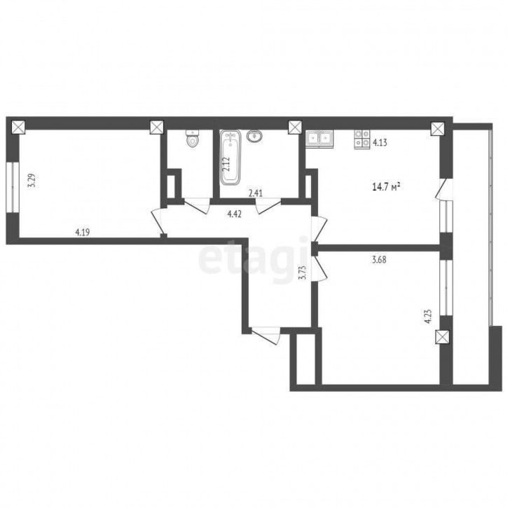 2-комн квартира Федора Достоевского, 24