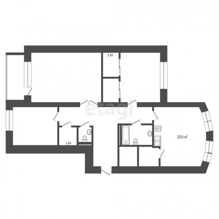 3-комн квартира Максима Горького, 90