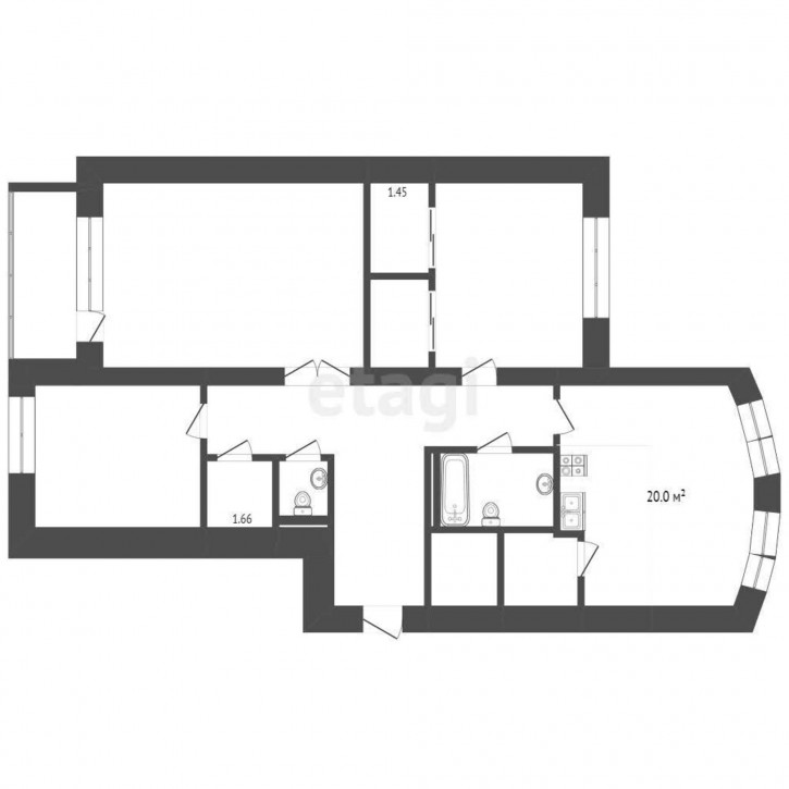 3-комн квартира Максима Горького, 90