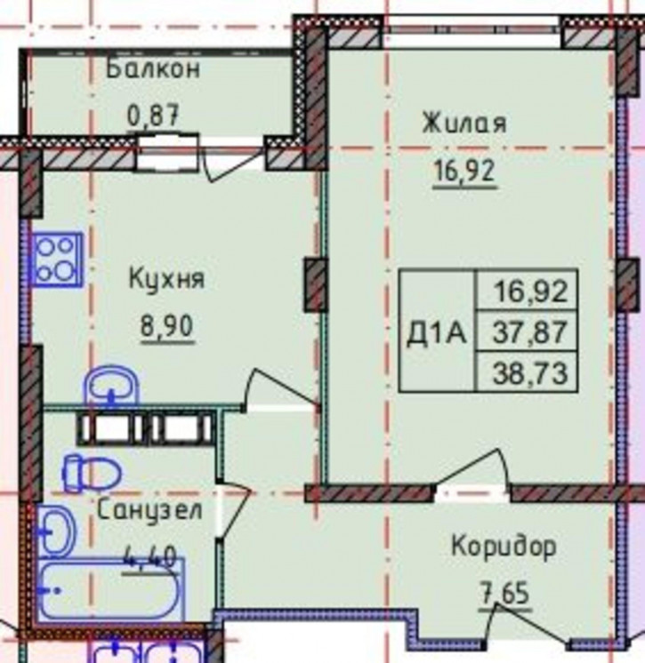 1-комн квартира в новом доме Брагинская ул, 18к4