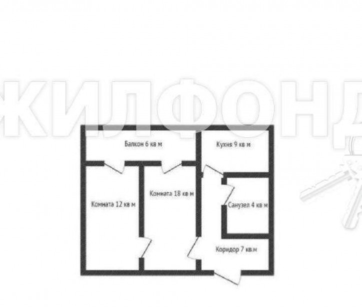2-комн квартира Полевая улица, д.53