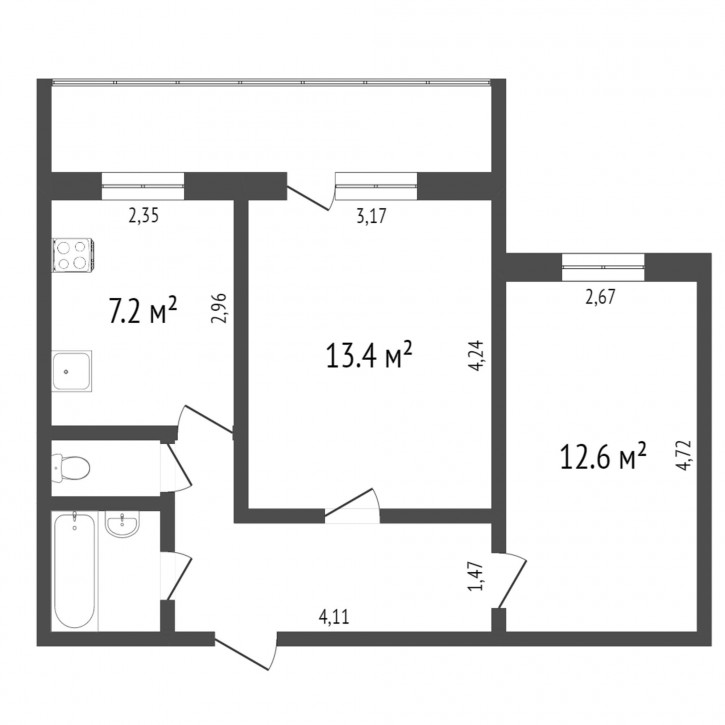 2-комн квартира Самарцева, 40