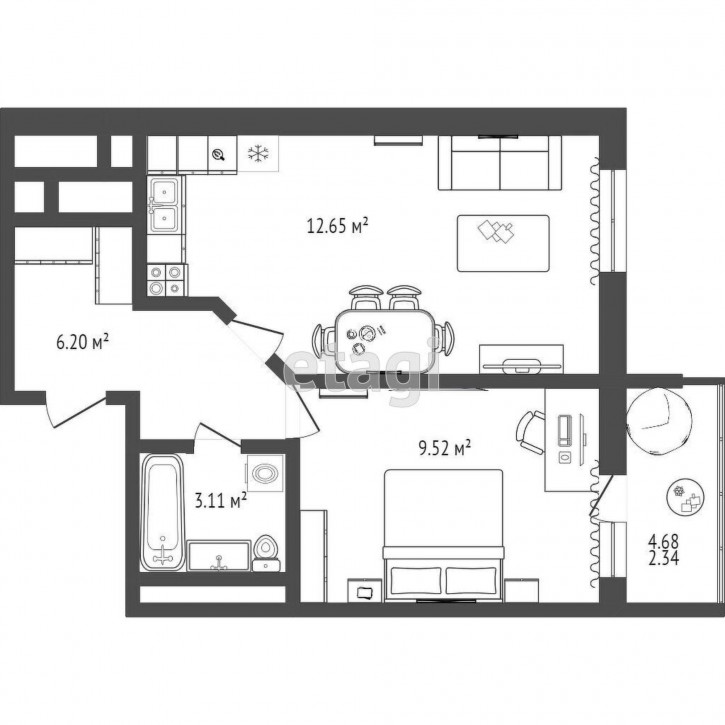 1-комн квартира Александра Пушкина, 8Б